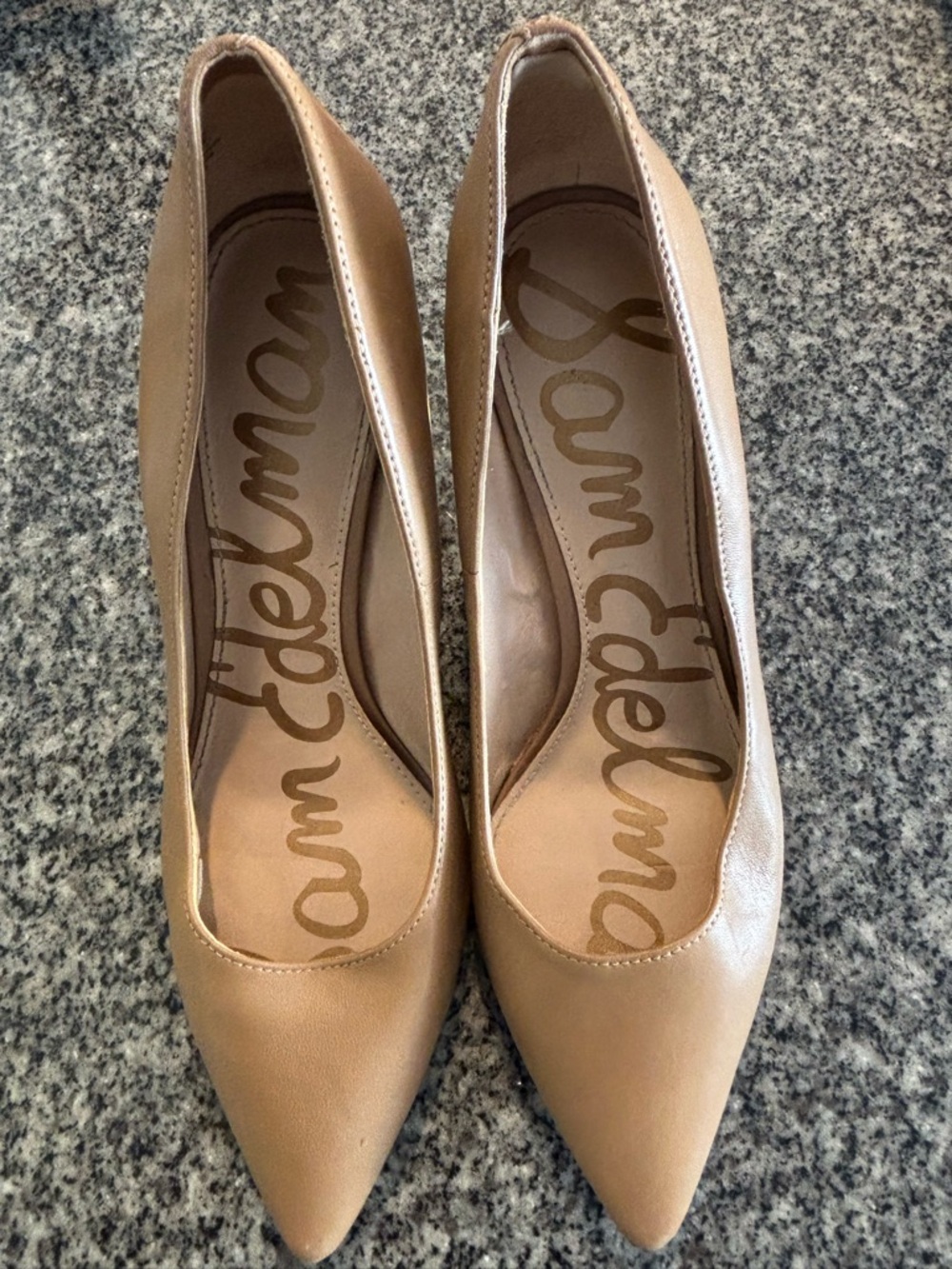 Sam Edelman Tan Pointed-Toe Leather Pumps